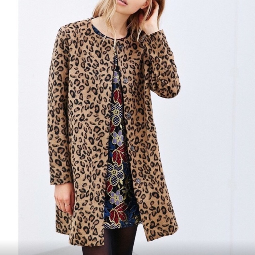 Urban Outfitters Leopard Print Coat, Size S